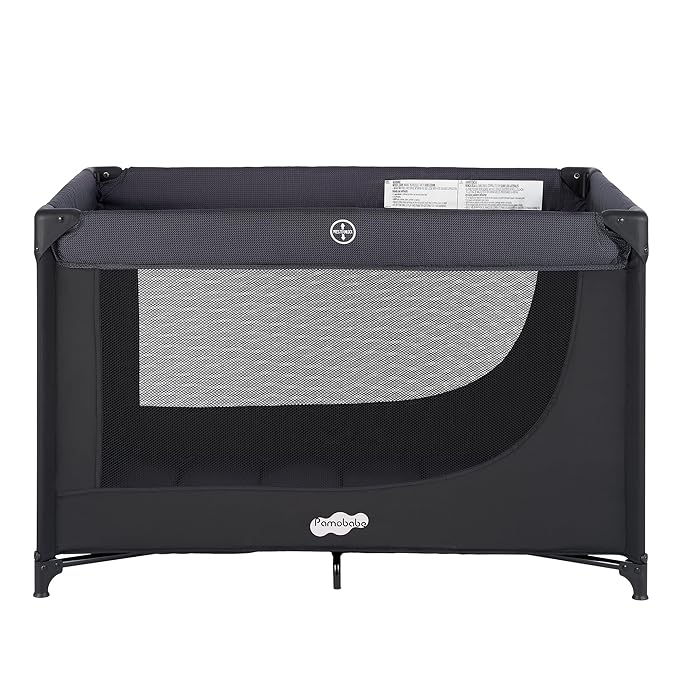 Pamo Babe Portable Crib Baby Playpen with Mattress and Carry Bag Black