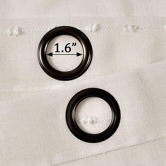 Lush Decor Farmhouse Textured Grommet Sheer Window Curtain Panel Pair, 38"W x 120"L, White