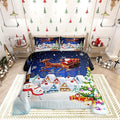 Manfei Christmas Bedding Set Twin Size Snowman Christmas Tree Print Comforter Set Santa Claus with Reindeer Quilt Set 2pcs for Kids Boys Girls Room Decor New Year Theme Duvet Set with 1 Pillowcase