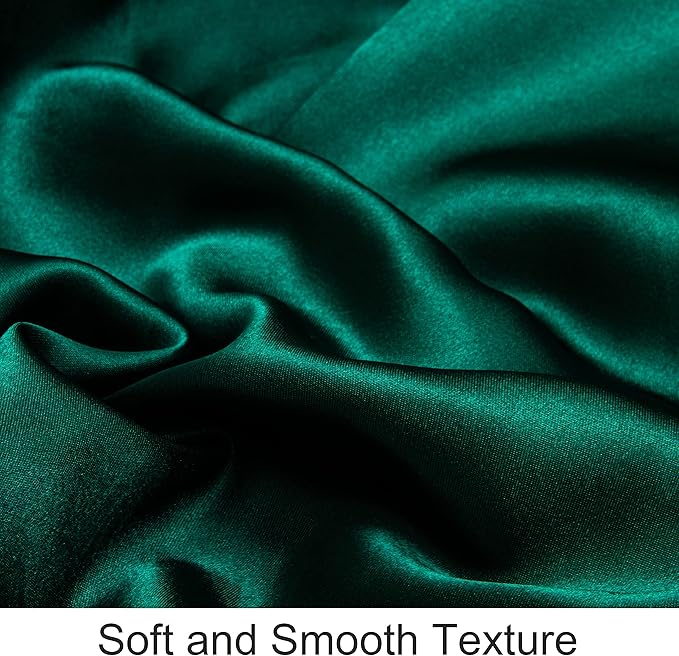 NTBAY Silk Satin Toddler Pillowcases, Small Pillow Case Pillow Cover 14x20 Inches with Envelope Closure, Soft and Silky Cooling Travel Pillow Covers for Nursery, Boys and Girls, Dark Green, 2 Pack