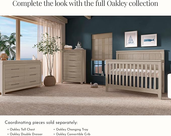 Evolur Oakley Double Dresser – 6 Drawer Nursery & Bedroom Dresser, Solid Poplar Wood Storage Organizer, Weathered Grey Finish, Durable Modern Design
