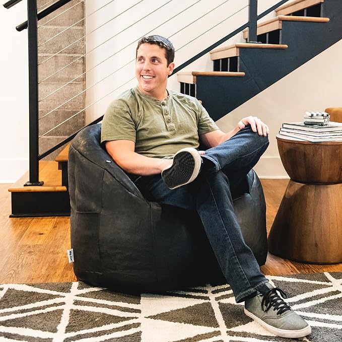 Big Joe Milano Beanbag Chair with Vibe Black Montana Leather