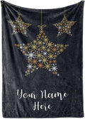 Personalized Plush Christmas Star Blanket | Cozy Fall Throw Blanket | Custom Winter Blankets | Christmas Throws | Santa Sofa Bed Throw | Customized Soft Christmas (Fleece 30x40)