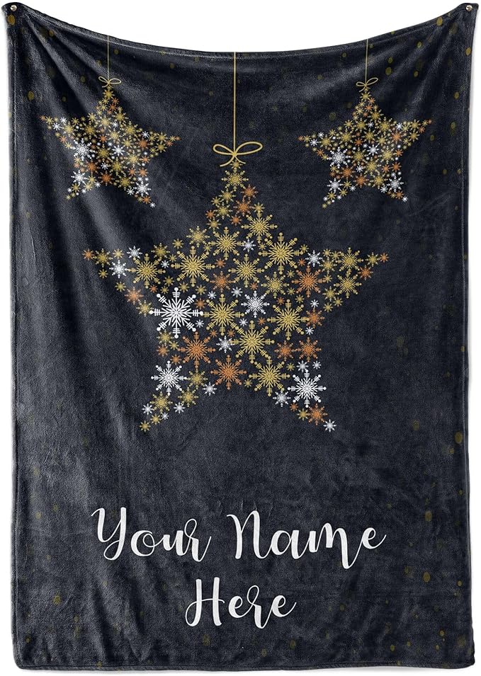 Plush Christmas Star Blanket Cozy Fall Throw Blanket Custom Winter Blankets Christmas Throws Santa Sofa Bed Throw Customized Soft Christmas (Sherpa 50x60)
