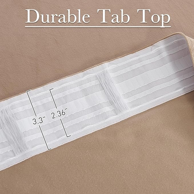 StangH Blush Beige Curtains 100 inches Long Back Tab Thermal Insulated Noise Reducing Drapes for Sliding Door Living Room Home Decoration for Bedroom, W52 x L100, 2 Panels