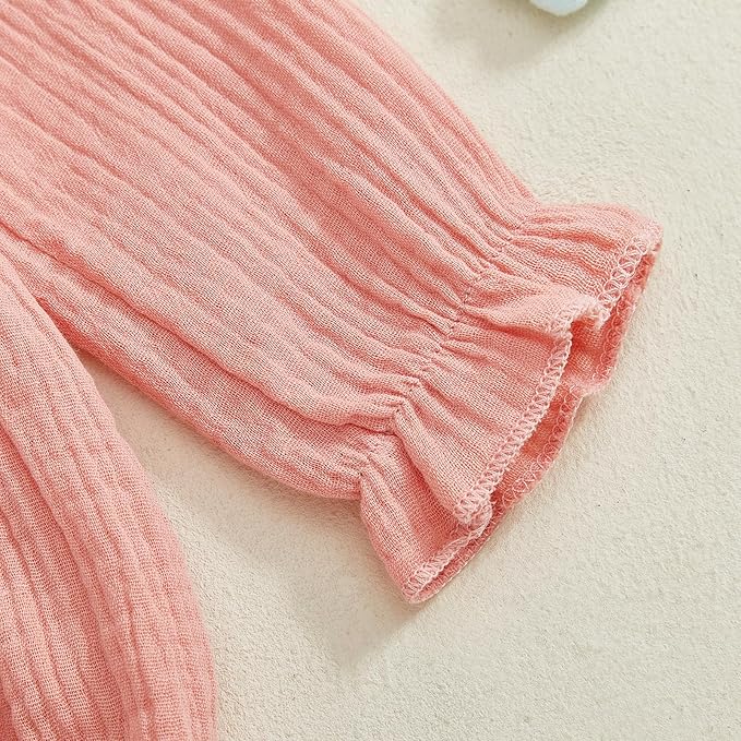Gaono Newborn Baby Girl Smocked Bubble Romper Cute Boho Summer Clothes Ruffle Sleeveless Crochet Flower Vintage Bodysuit