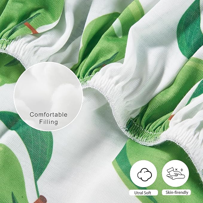 TILLYOU Mini Crib Sheets Fitted 2 Pack, Pack and Play Sheets for Toddler Mattress, Soft and Breathable 38”x 24” Pack n Play Mattresses Cover, Green Apple & Fruit Green