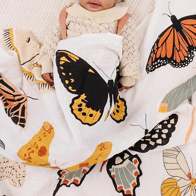 CLEMENTINE KIDS Muslin Infant Swaddles (Butterfly Collector)