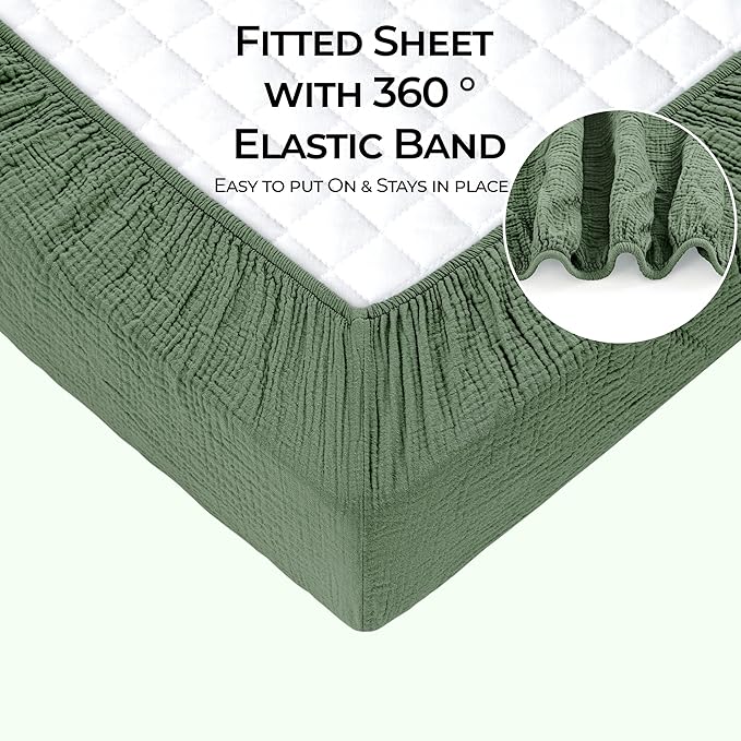 Dreamology Mini Muslin Crib Sheets,100% Cotton Crib Sheets,Muslin Cotton Crib Sheet Fitted for Girls and Boys, Pack and Play Sheets, 24x38 Mini Crib Sheet | Green and Light Green