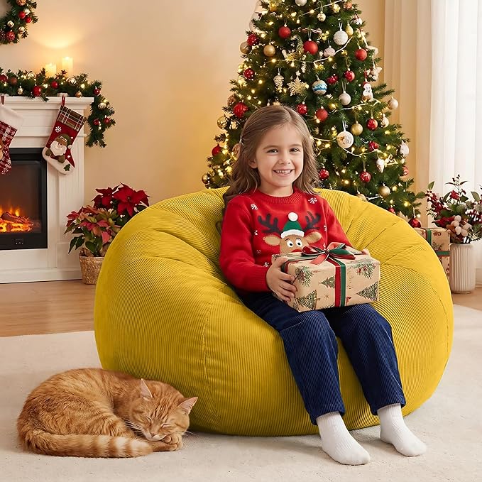 Nobildonna Bean Bag Chair Cover (No Filler) for Kids and Adults,Beanbag Stuffed Animal Storage Without Filling Plush Toys Holder and Organizer Soft Premium Corduroy 200L