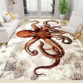 Octopus Area Rugs, 5x7ft, Vintage Ocean Octopus Print Indoor Throw Rug, Fade Resistant Durable No Crease Carpet, Rubber Backed Anti-Slip Printed Carpets for Bedside Dining Table