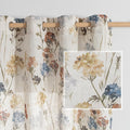 MYSKY HOME Floral Linen Curtains 1 Panel for Living Room Patterned Semi Sheer Vertical Drapes Decor Farmhouse Style Texture Light Soften Privacy (Customsize, Yellow)