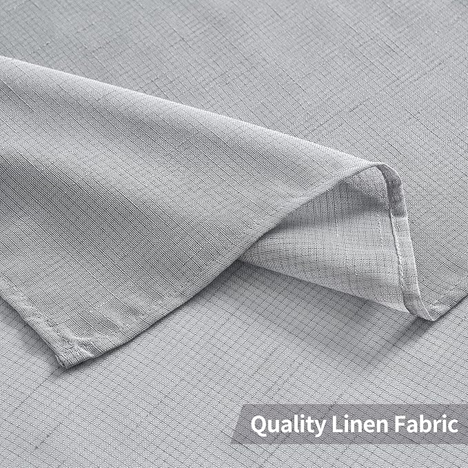 MIULEE Natural Linen Semi Sheer Window Curtains - Elegant Solid Light Grey Drapes Grommet Top Voile Panels for Bedroom Living Room (52X63 Inch)