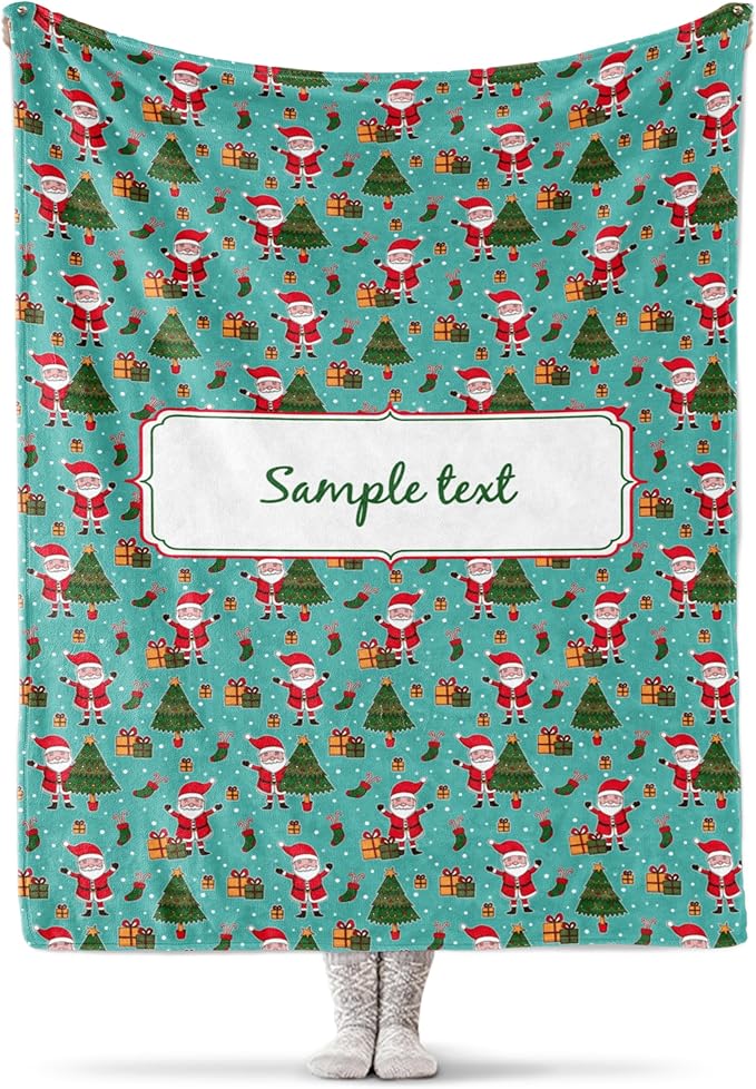 Personalized Santa Blanket - Ships Next Day, Printed in USA - Warm Fleece or Sherpa Sofa Throw for Christmas,Perfect for Bed or Couch - Customizable Family Throws (Sherpa 50x60)