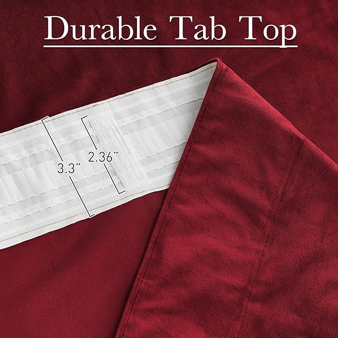 StangH Red Velvet Curtains for Bedroom, Living Room, Home Theater, 52x102 Thermal Insulated Room Darkening Christmas Drapes with Rod Pocket Back Tab, Set of 2 Panels