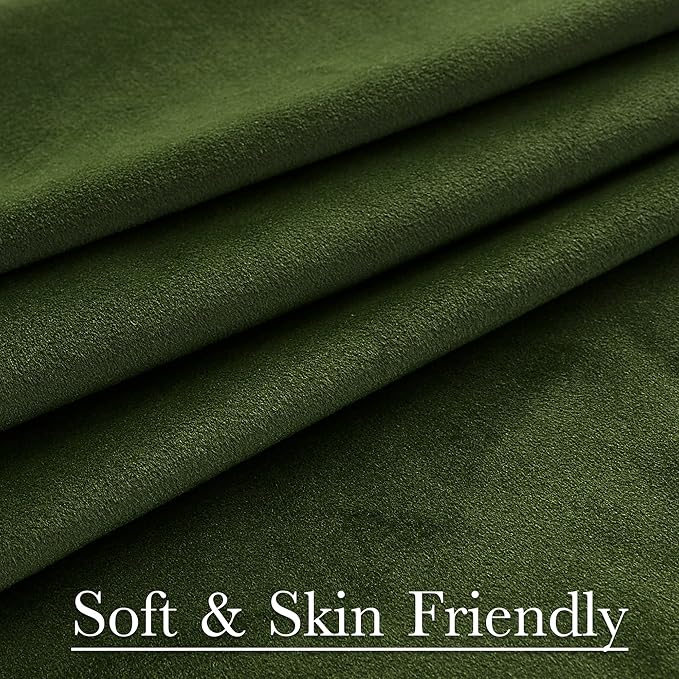 StangH Moss Green Curtains 92 inches Long Super Soft Velvet Room Darkening Thermal Insulated Window Drapes Back Tab Christmas Decor for Bedroom Living Room, W52 x L92, 2 Panels