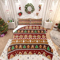 Feelyou Merry Christmas Comforter Set Full Size Greenland Home Bedding Set for Kids Boys Girls Xmas Tree Duvet Quilt Striped Bedroom Decor Microfiber 3 Pcs with 2 Pillow Cases