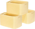 MINTWOOD Design 3-Pack Decorative Woven Storage Baskets for Shelves, Cube Bin Box for Organizing Books, Shoes, Dog Toys, Pantry Closet and Living Room Organizer, Yellow