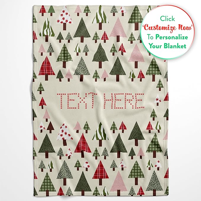 Personalized Christmas Tree Blanket - Ships Next Day, Printed in USA - Fleece or Sherpa Sofa Throw, Soft Christmas Bedding, Holiday Home Decor, Customizable Family Throws (Fleece 60x80)