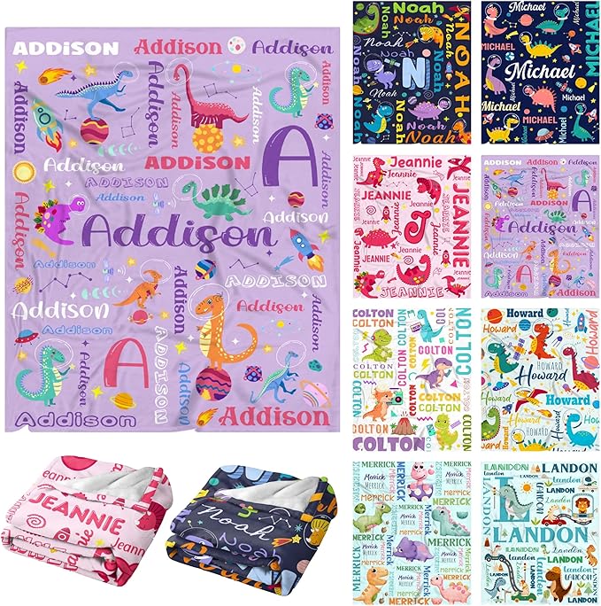 Custom Dinosaur Astronaut Blanket Gifts for Girls Boys Women - Super Soft Cozy Warm Throw Sheet for Couch Bed Sofa Office Decor All Season 40"x50" for Kids/Children