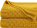 NTBAY Cable Knit Cooling Throw Blanket, Soft and Breathable Throw Blanket 51x67 Inches Made from Rayon Derived from Bamboo for Couch, Sofa, Nap, Ginger Yellow