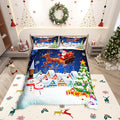 Manfei Christmas Duvet Cover Set Full Size, Snowman Xmas Tree Santa Claus Bedding Set 3pcs, Reversible Winter Snow Cabin Holiday New Year Quilt Cover with Zipper Closure, 2 Pillowcases, No Comforter