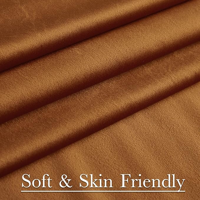 StangH Burnt Orange Curtains 92 inches Long Fall Super Soft Velvet Room Darkening Thermal Insulated Window Drapes Back Tab Luxury Decor for Bedroom Living Room, W52 x L92, 2 Panels