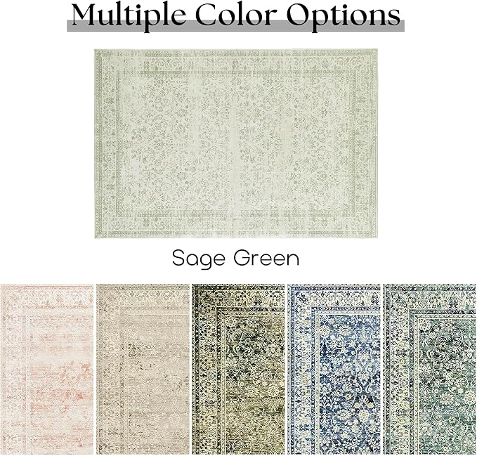 Sage Green 2x3 Boho Rugs for Hallway Kitchen Bathroom Washbale Non Slip Bed Side Bedroom Floor Laundry Room Rug