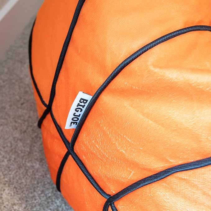 Big Joe Sports Ball Child-Sized Bean Bag Chair for Kids, 2 Pack, Basketball Plush, Ultra-Soft Lightweight Polyester Blend, 2.5 Foot Refillable