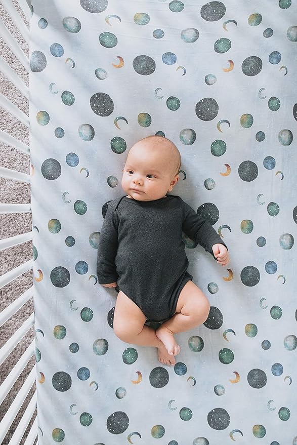Premium Fitted Knit Crib Sheet/Toddler Sheet Lunar by Copper Pearl