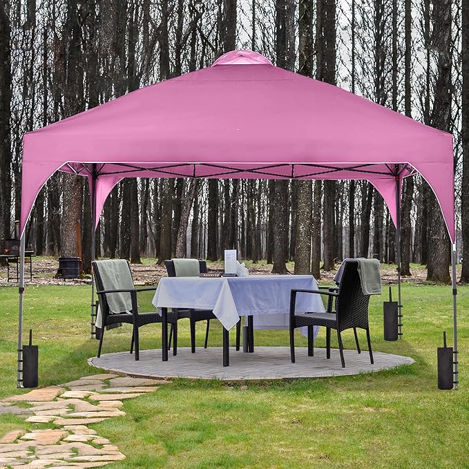 GDY 12X12 Pop Up Canopy Tent, Outdoor Canopy Tent, Commercial Instant Gazebos, Portable Shelter Canopies, for Patio/Outdoor/Wedding Parties and Events, Pink.