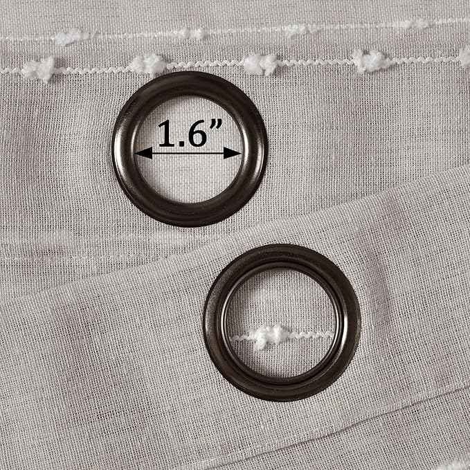 Lush Decor Farmhouse Textured Grommet Sheer Window Curtain Panel Pair, 38"W x 108"L, Gray