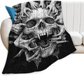 Skull Blanket for Girls Boys Horrible Gothic Throw Blankets Soft Cozy Warm Fuzzy Fleece Cool Black White Bedding Flannel Throws Stuff Gifts for Skull Lovers Kids Men Women Bedroom Decor 60"x50"
