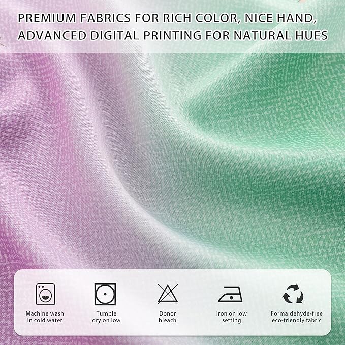 XiDi Green Purple Blue Curtains 84 Inches Long for Girls Bedroom 2 Panels Set, Blackout Rainbow Curtains for Kids Room Decor, Unicorn Wall Decals Drapes for Little Girl Nursery Room 34 Inches Wide