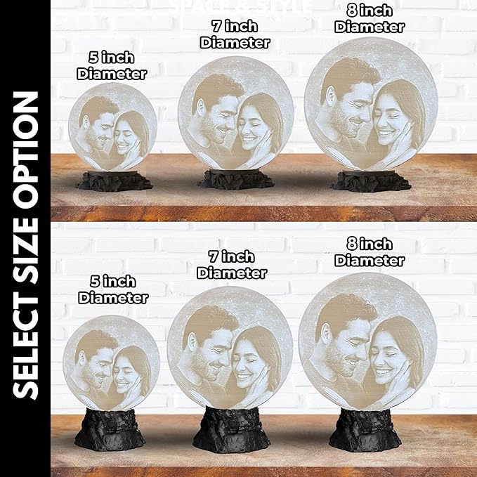 Personalized Couple Moon Lamp with Custom Photo & Text - 3D Printed Love Night Light - Custom Moon Lamp - Unique Gifts for Boyfriend, Girlfriend, Sisters, Bestfriend, Valentines Day, Birthday