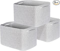 MINTWOOD Design 3-Pack Decorative Woven Storage Baskets for Shelves, Cube Bin Box for Organizing Books, Shoes, Dog Toys, Pantry Closet and Living Room Organizer, Light Gray Mix