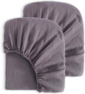 NTBAY 2 Pack Muslin Cotton Crib Sheets, Soft and Breathable Double Layer 28x52 Baby Crib Sheets for Standard Crib and Toddler Mattresses, Boys, Girls, Unisex, Greyish Purple, 28x52 Inches