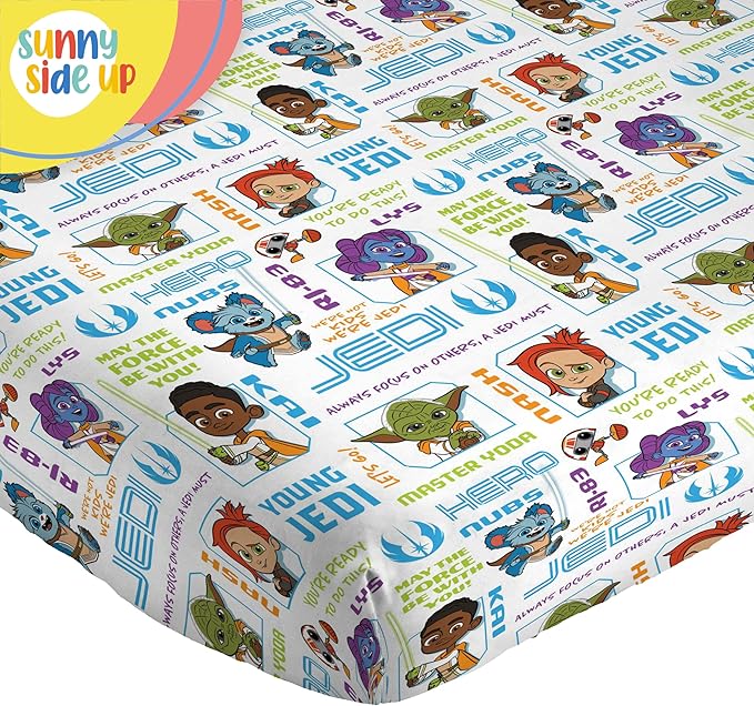 Sunny Side Up Star Wars Young Jedi Adventures Full Sheet Set - 4 Piece Kids Bedding Set Includes Pillow Cover - Super Soft Yoda Microfiber Sheets