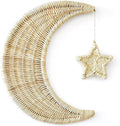 BEBE BASK Handmade Rattan Moon Wall Decor with Star - 100% Natural Organic Rattan Moon Decor for The Boho Nursery Decor - Moon and Stars Nursery Décor