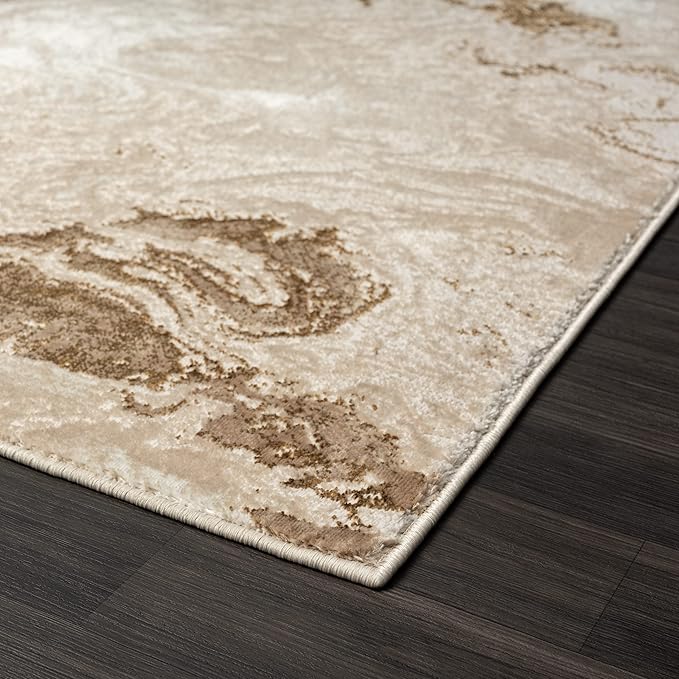 LUXE WEAVERS Marble Swirl Abstract Area Rug, Beige 5x7