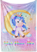 Personalized Unicorn Blanket for Girls | Kids Rainbow Unicorn | Custom Plush Fuzzy Unicorns for Toddler | Customized Little Girl Throw Blankets | Baby Girl Sofa Bed Birthday | Fleece 60x80