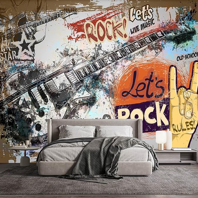 -Vintage Graffiti Hand-Painted Wall Bedroom Mural XT17 L 180" x 115"