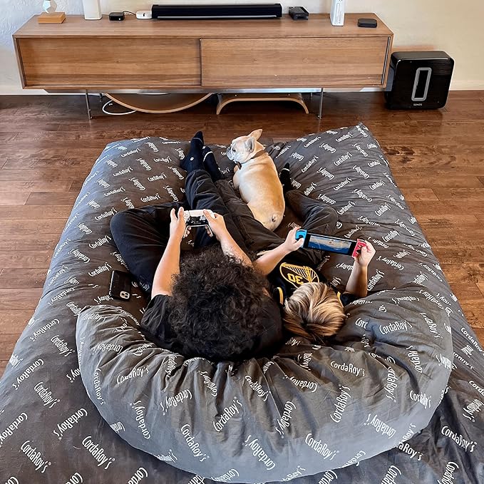 CordaRoy's NEST Gaming Bean Bag Chair-Convertible Bean Bag Chair -Washable Chenille Cover with Pockets for Remote, Controllers-for Living Room,Basement-Full Size-Espresso|Made in The USA