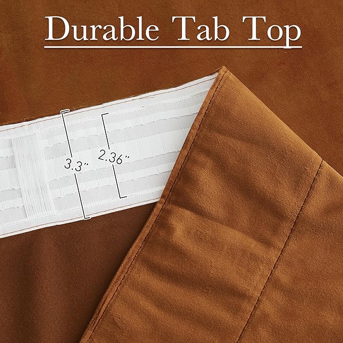 StangH Burnt Orange Curtains 92 inches Long Fall Super Soft Velvet Room Darkening Thermal Insulated Window Drapes Back Tab Luxury Decor for Bedroom Living Room, W52 x L92, 2 Panels