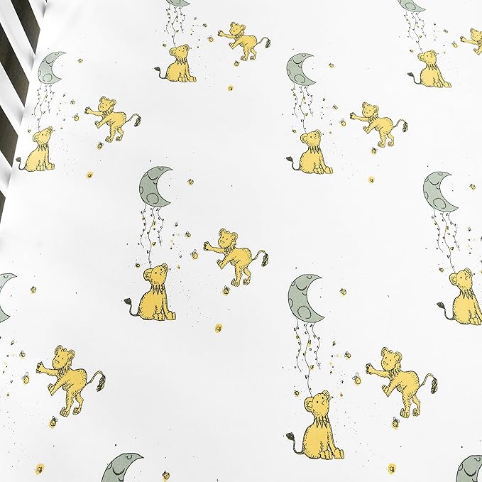 JumpOff Jo - 2 Pack Fitted Crib Sheet, Super Soft Breathable 100% Cotton Baby Crib Sheet for Standard Crib Mattresses and Toddler Beds, 28 in. x 52 in. - Lions & Stars