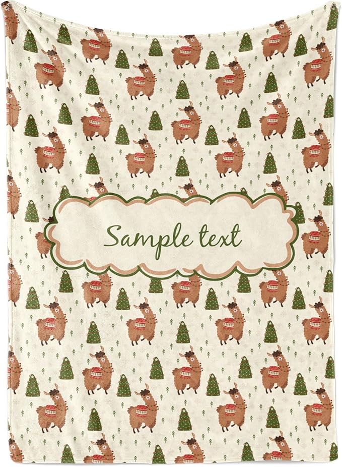 Custom Holiday Llama Blanket - Ships Next Day, Printed in USA - Warm Fleece or Sherpa Sofa Throw for Christmas,Fun Christmas Décor - Customizable Family Throws (Fleece 50x60)