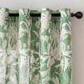 MYSKY HOME Linen Tropical Curtains 63 Inch Length Semi Sheer Curtains Pattern Decorative Window Treatment Drapes Privacy with Light Through for Kitchen/Nursery/Bathroom, 52" Wide, Green, 2 Panels