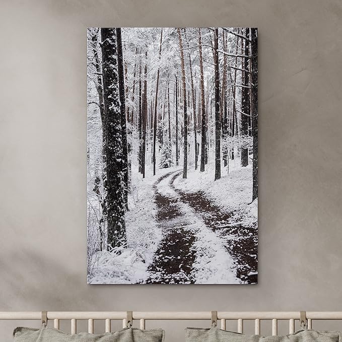 SIGNWIN Canvas Wall Art Winter Trees Cool Dramatic Forest Multicolor Nature Photography Rustic - 12x18 inches