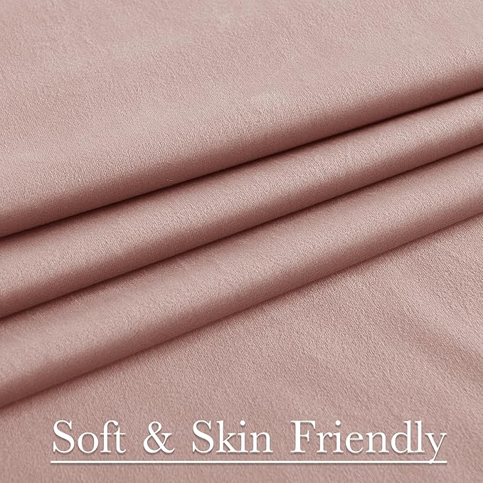 StangH Dusty Pink Velvet Curtains 132 inches Long Nursery Home Decor High Ceiling Tall Curtains Back Tab Thermal Insulated Window Drapes for Living Room Office, W52 x L132, 2 Panels