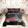 Castle Fairy Merry Christmas Theme Kids Comforter Set Full,Xmas Tree Red Truck Snowflake Watercolor Graffiti Print Bedding Set for Boys Girls Teens Bedrrom Decor,Farmhouse Vintage Rustic Quilt 3 Pcs